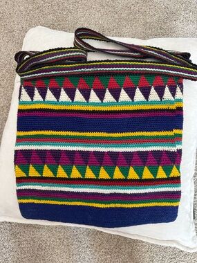 Vintage Guatemalan Handwoven Boho Bag - Vibrant Mayan Geometric Design